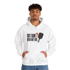 Soft Game? Never Met Her Hoodie - White - On Model Male