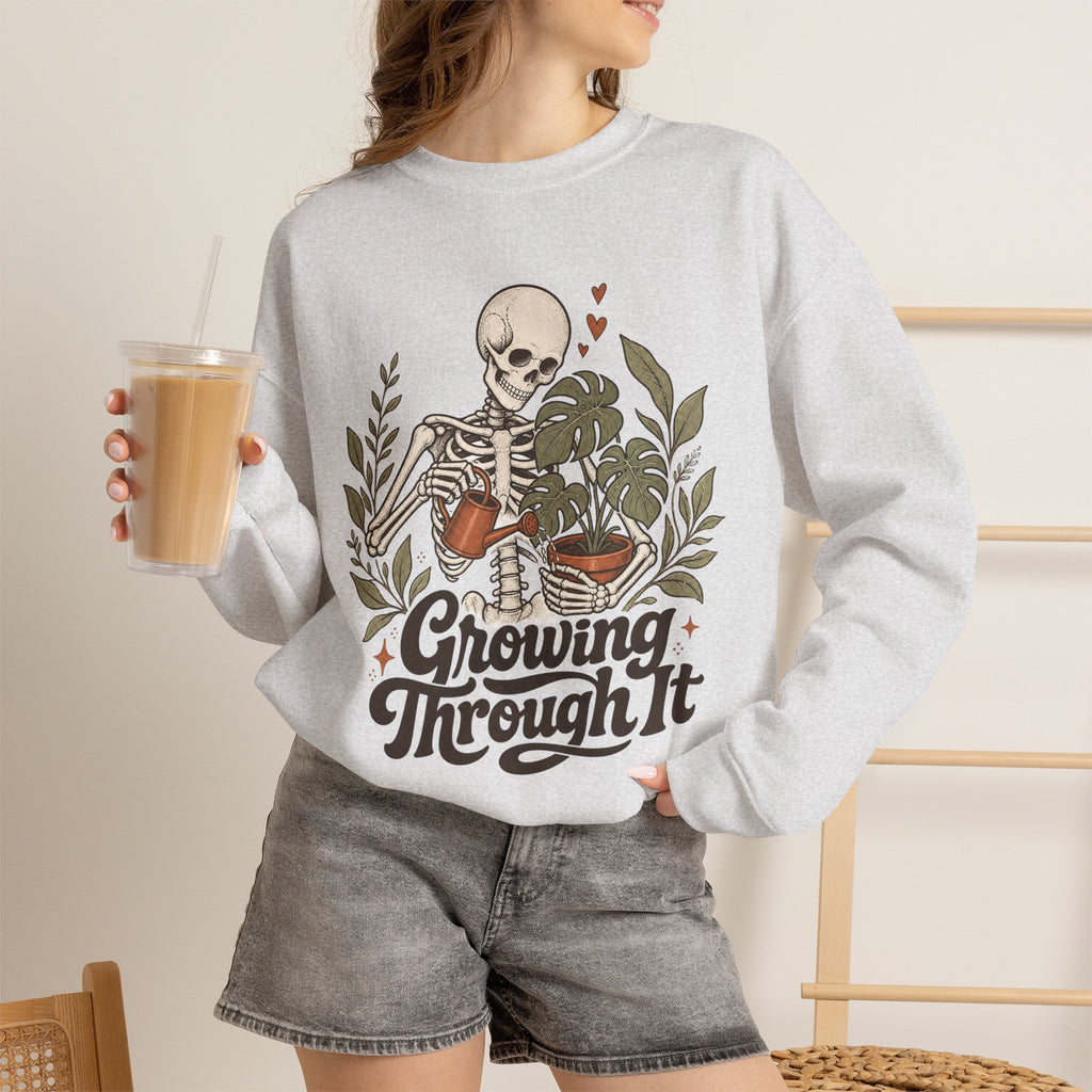 Growing Through It Sweatshirt - Ash - On Model Female