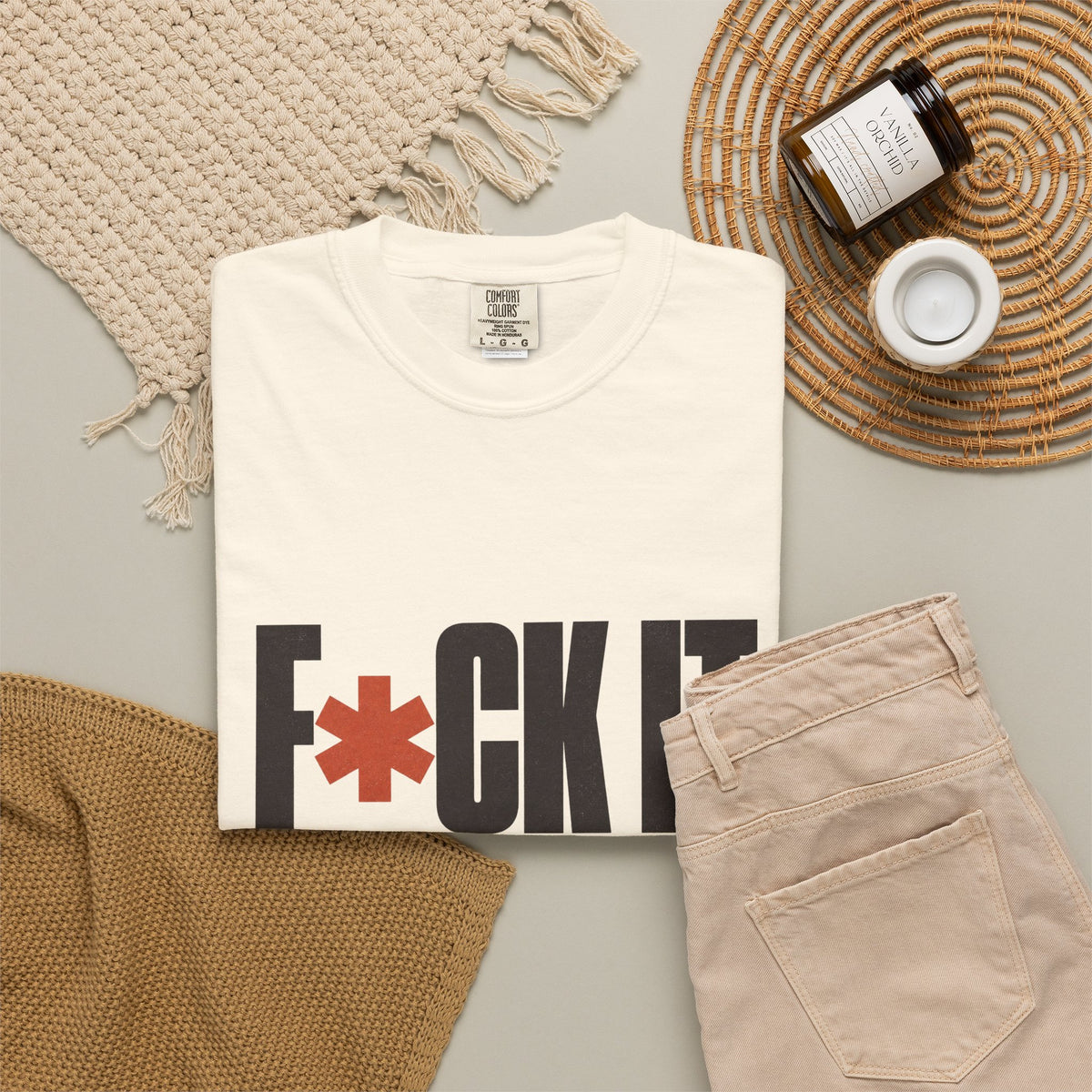 F*ck It. One More Game. T-Shirt - Ivory - Flat Lay