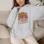 Powered by Snacks and Spite Hoodie - Ash - on model female