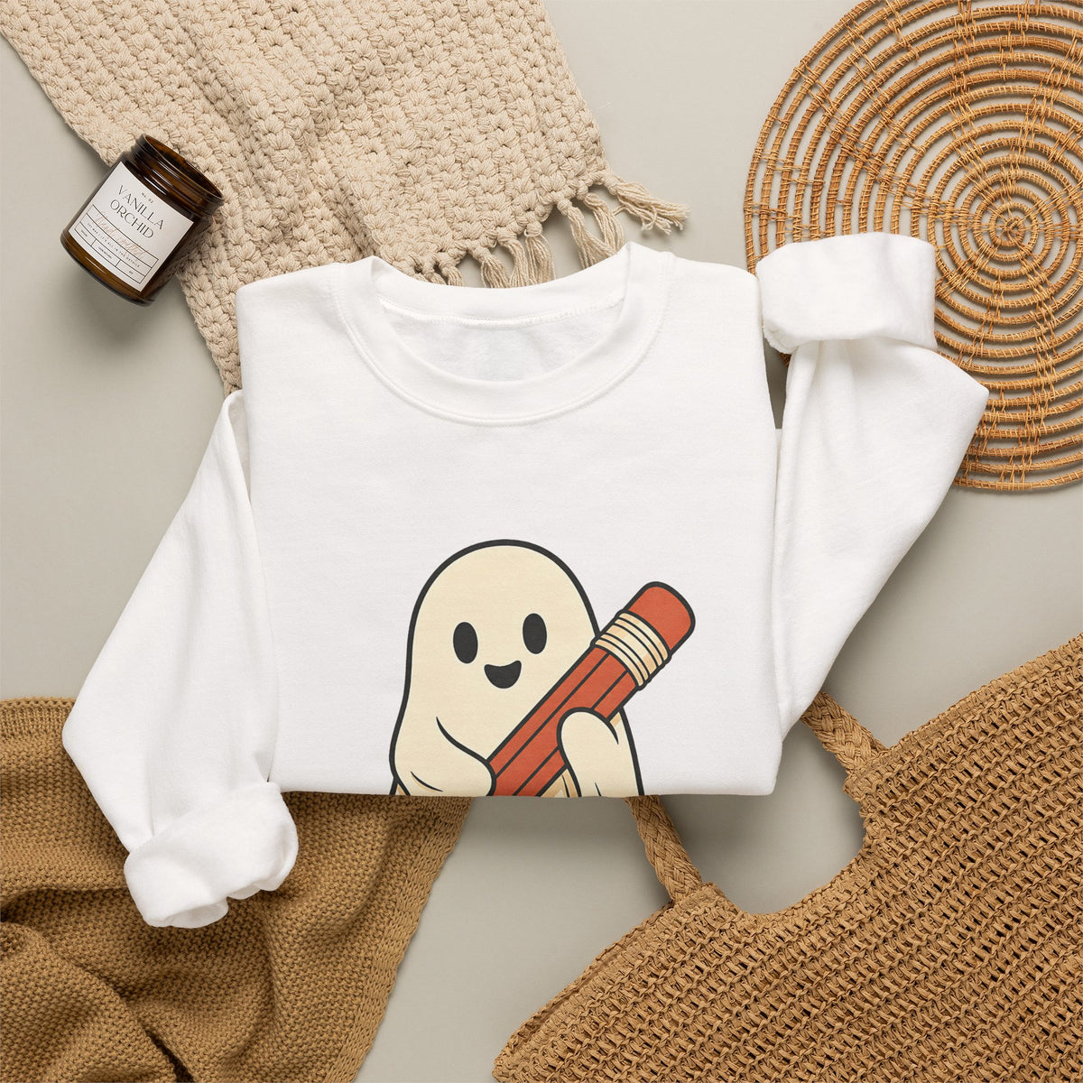 Teaching Little Monsters Sweatshirt - White - Flat Lay