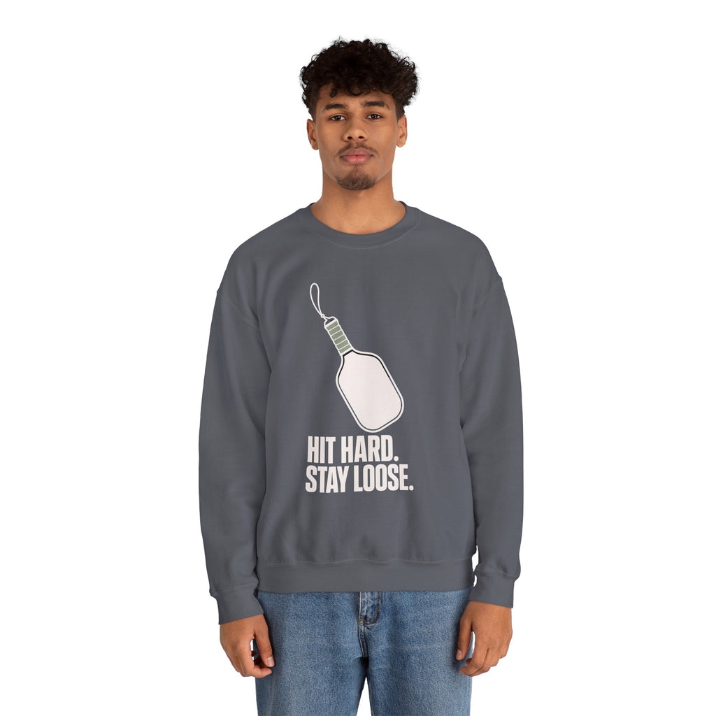 Hit Hard, Stay Loose Sweatshirt - Charcoal - On Model Male