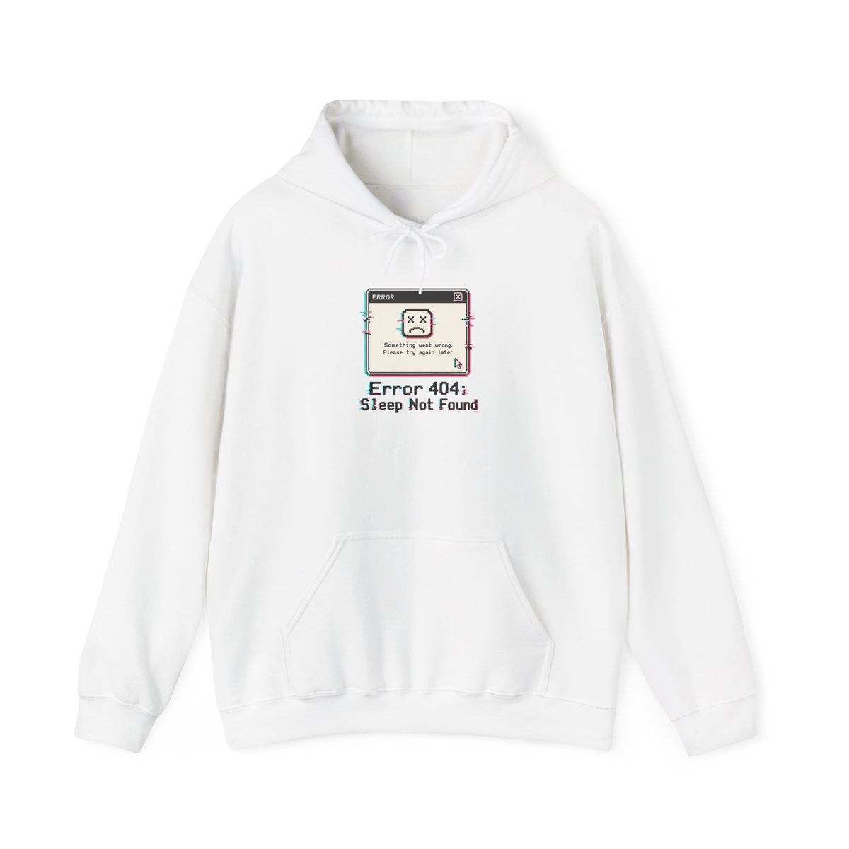 Error 404 Sleep Not Found Hoodie - White - Flat Lay