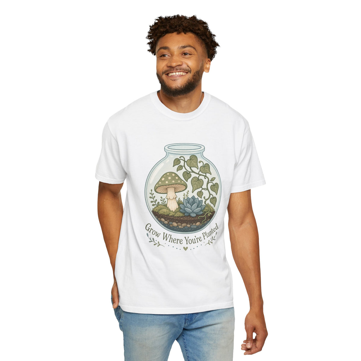 Grow Where You're Planted T-shirt - White - On Model Front