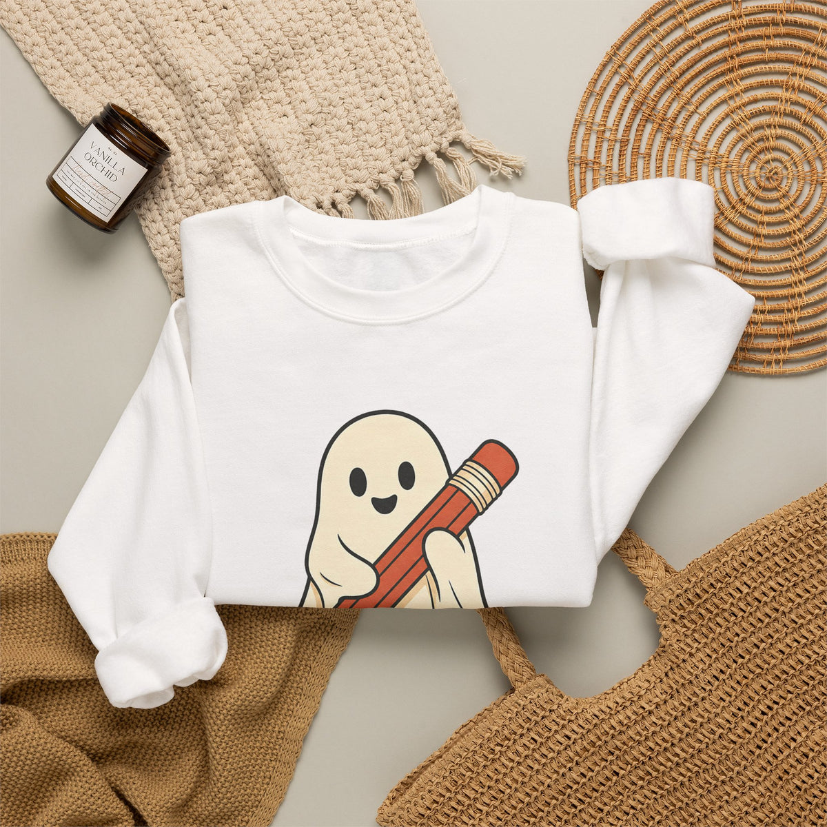 Teaching Little Monsters Sweatshirt - White - Flat Lay