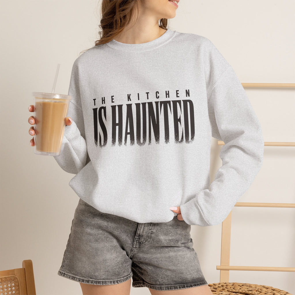 The Kitchen Is Haunted Sweatshirt - Ash - On Model Female