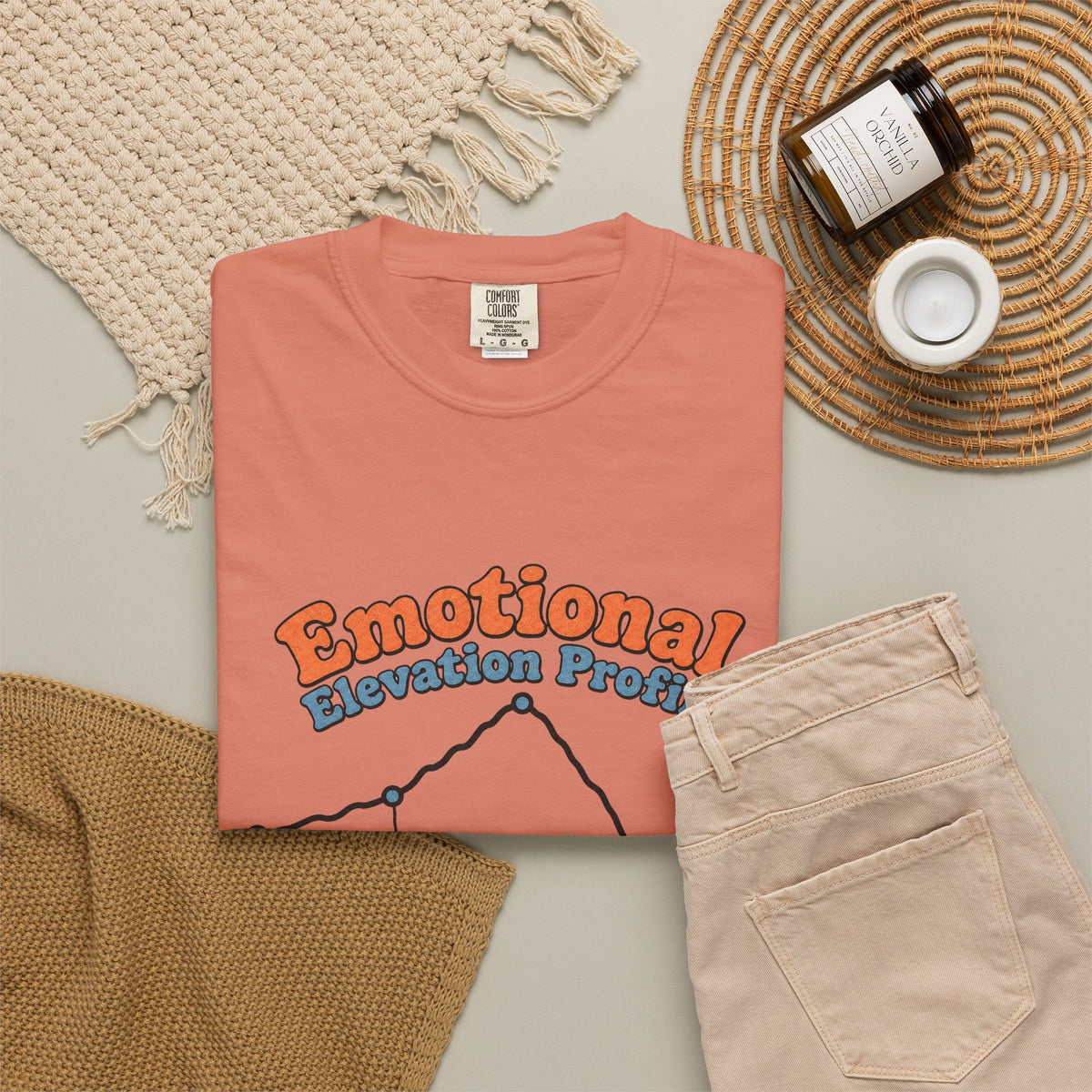 Emotional Elevation Profile T-shirt - Terracotta - Flat Lay