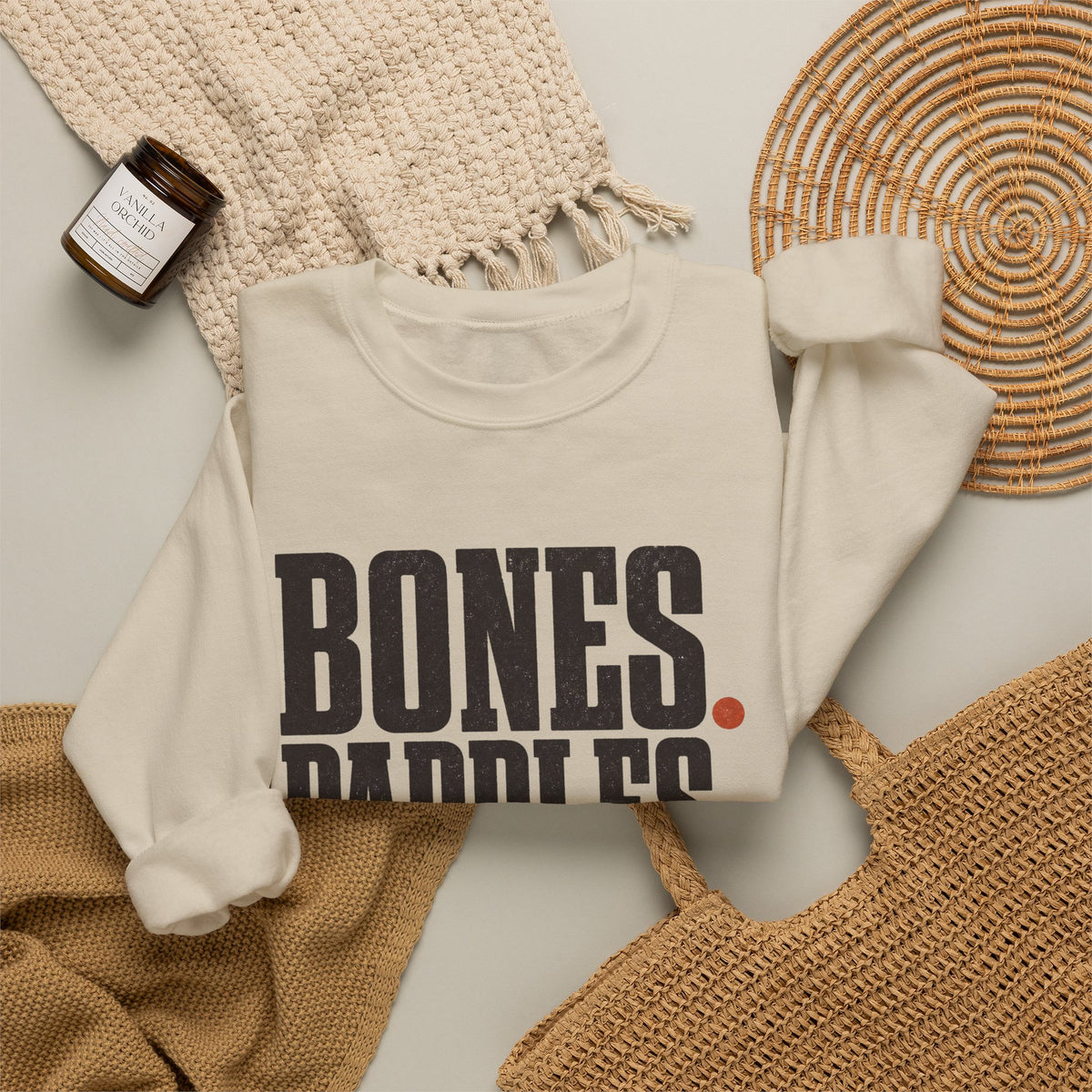 Bones Paddles Backhands Sweatshirt - Sand - Flat Lay