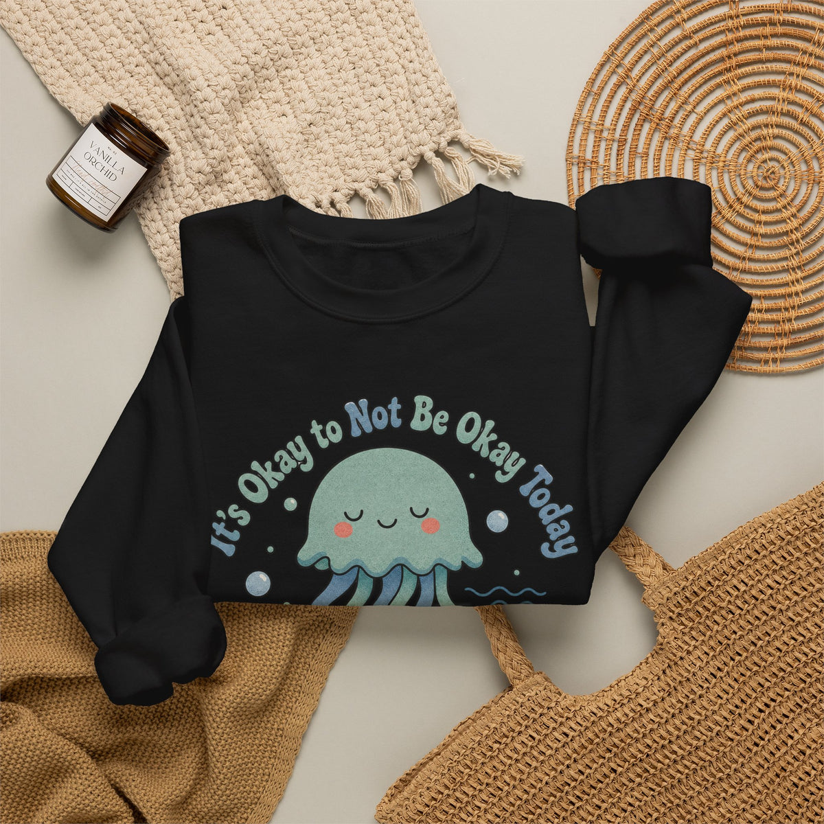It's Okay to Not Be Okay Sweatshirt - Black - Flat Lay