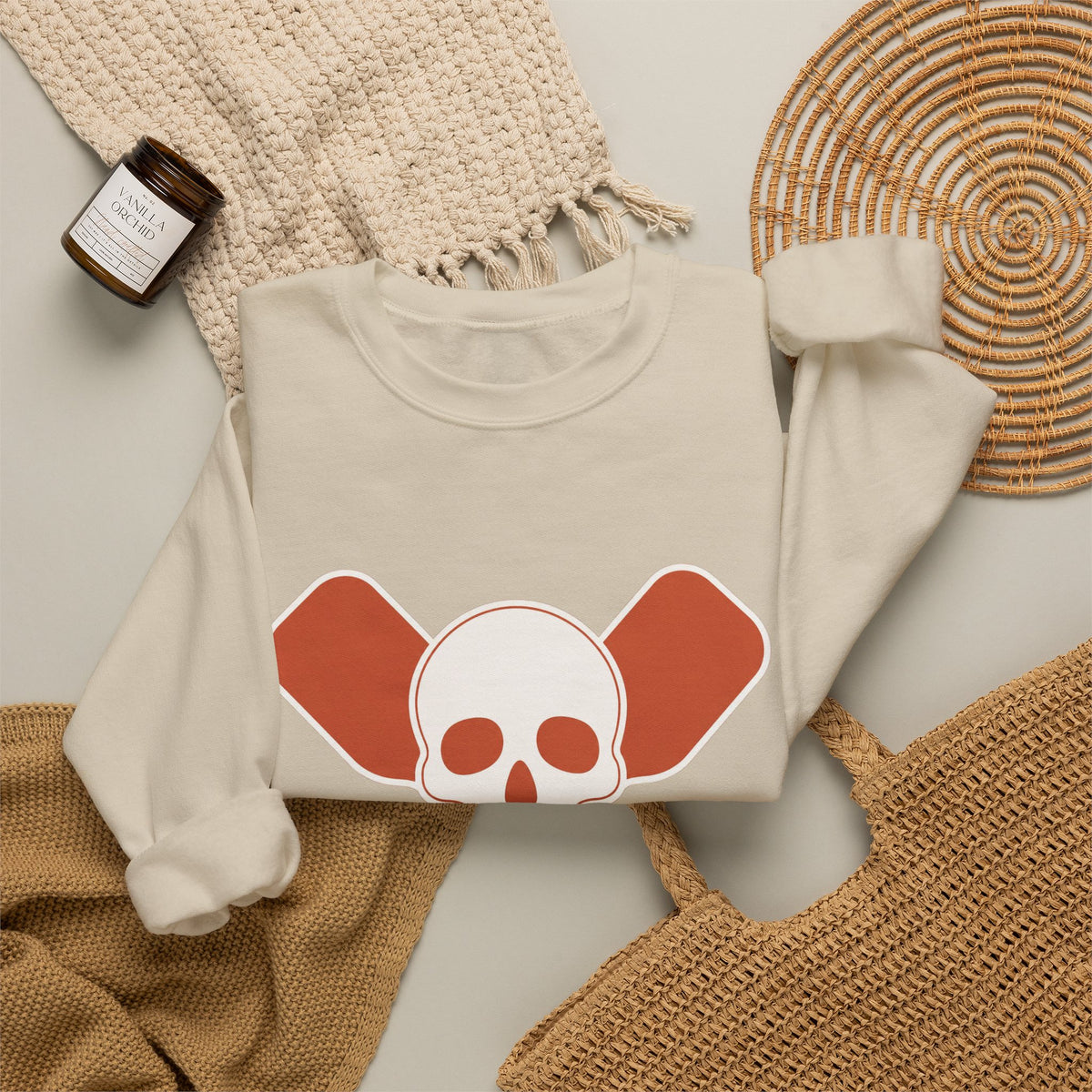 Skull & Oars Sweatshirt - Sand - Flat Lay