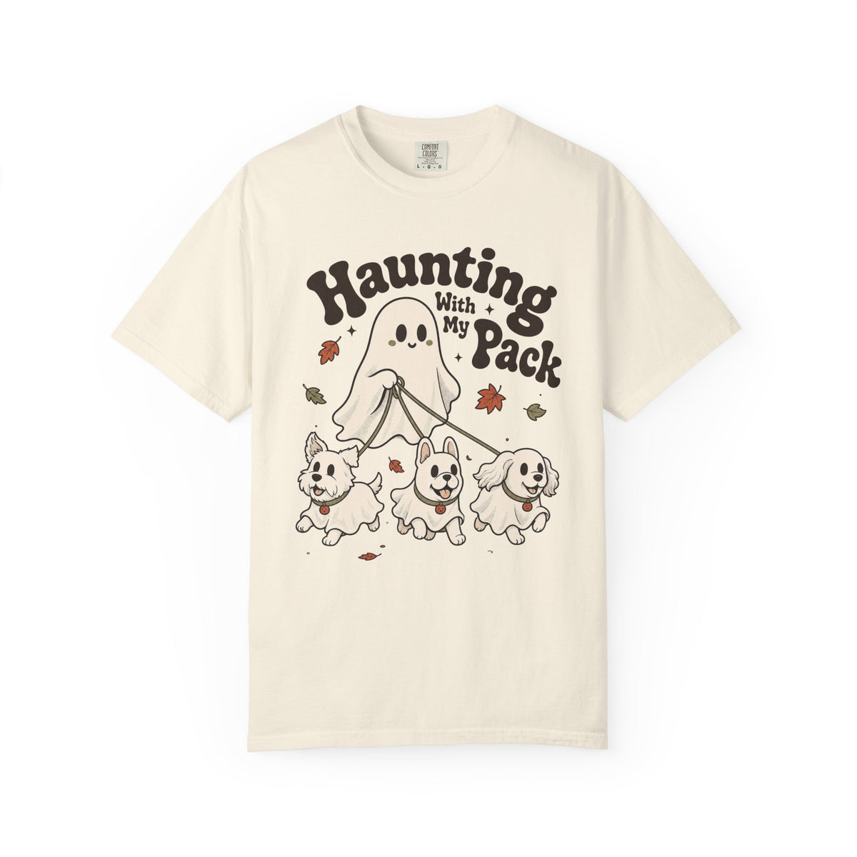 Haunting With My Pack T-shirt - Ivory - on model side
