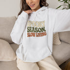 Spooky Season Slow Living Hoodie - White - On Model Female