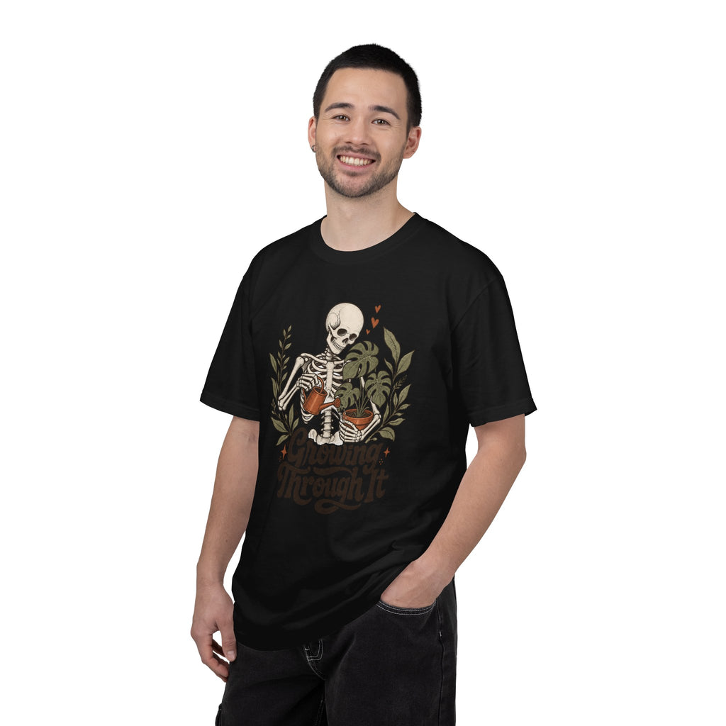 Growing Through It T-shirt - Black - On Model Male