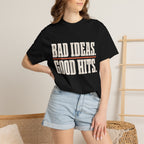 Bad Ideas. Good Hits. T-Shirt - Black - On Model Close-Up