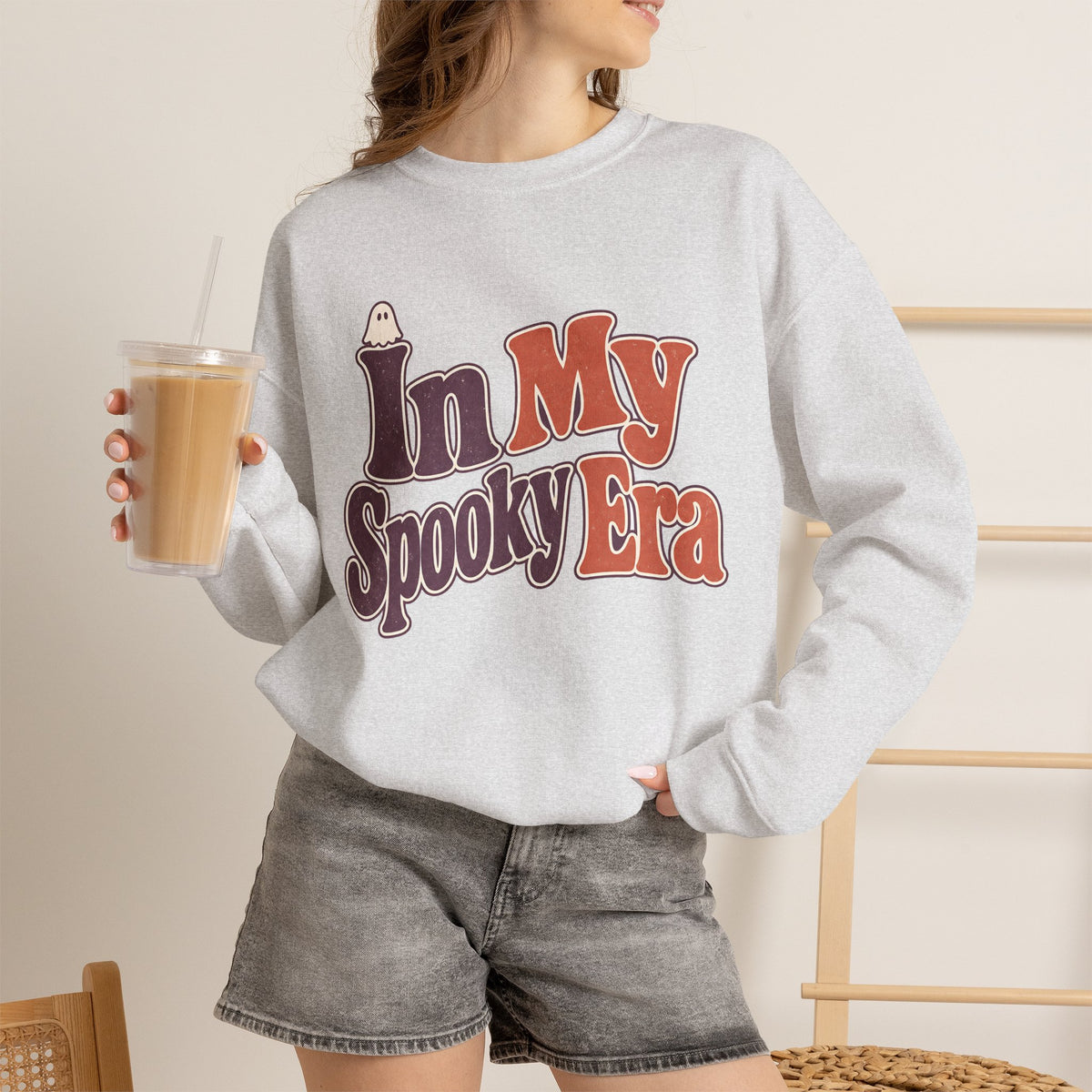 In My Spooky Era Sweatshirt - Ash - On Model Female