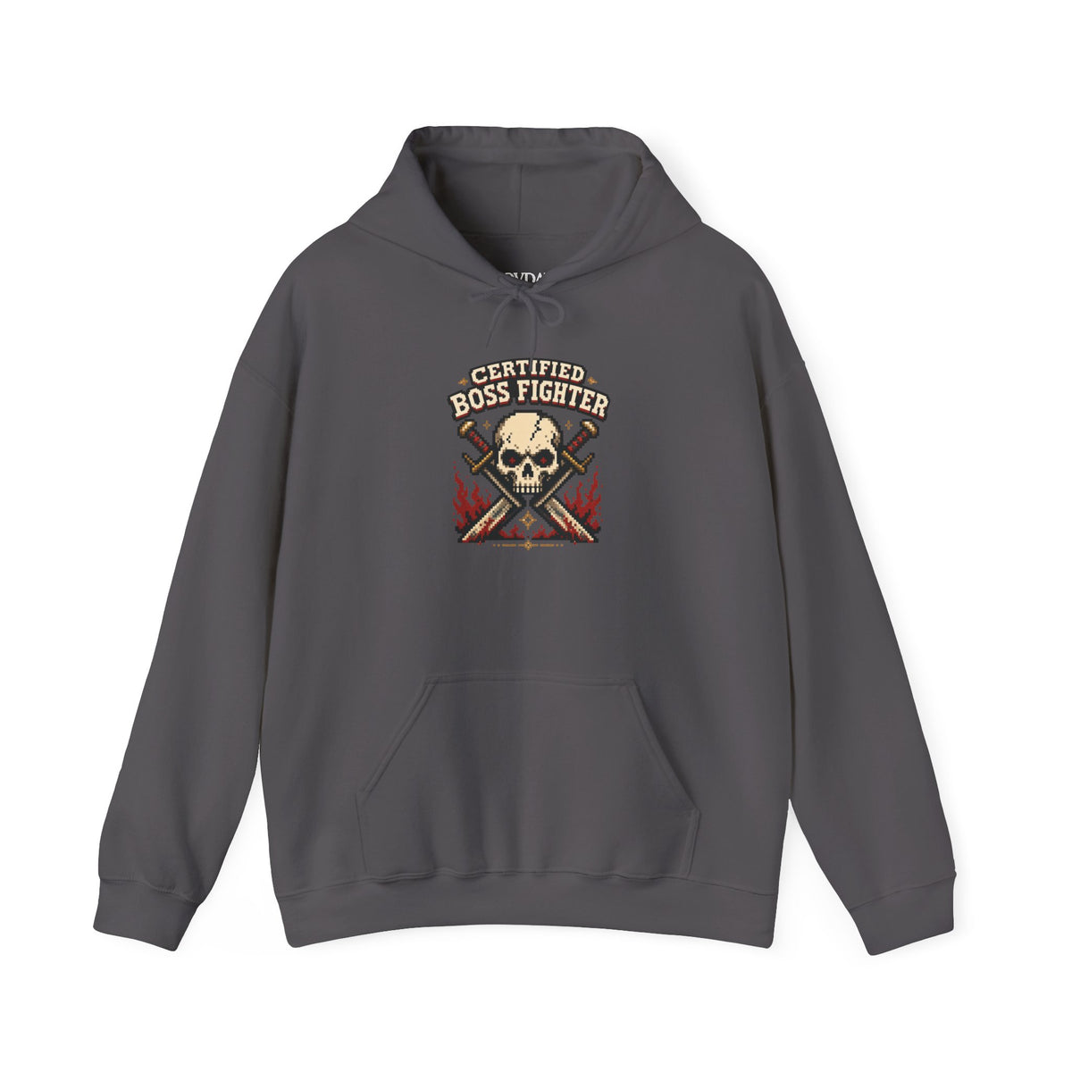 Certified Boss Fighter Hoodie - Charcoal - Flat Lay
