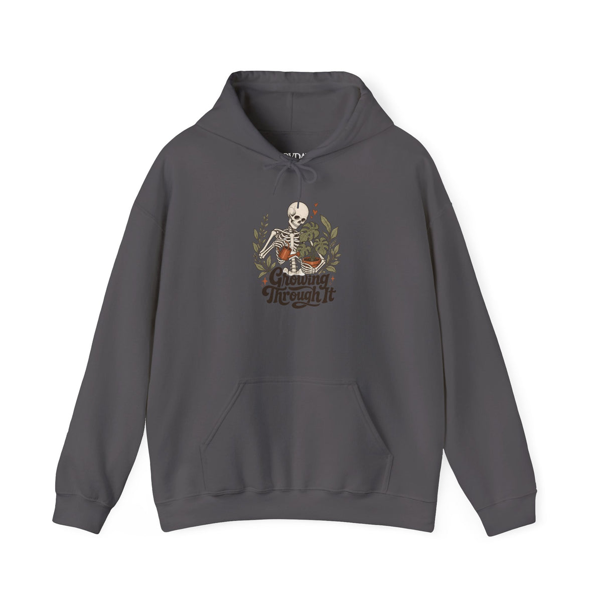 Growing Through It Hoodie - Charcoal - flat lay1