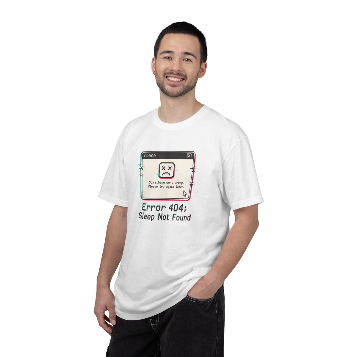 Error 404 Sleep Not Found T-Shirt - White - On Model Male