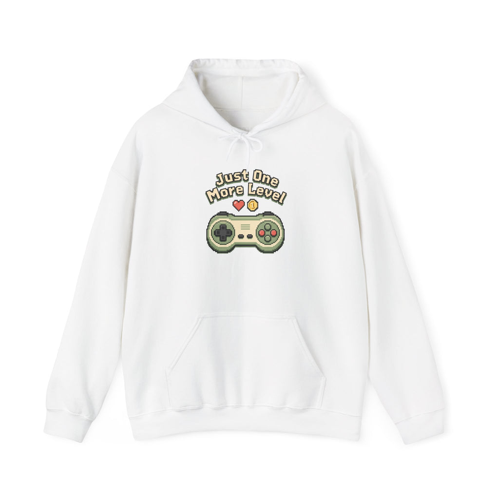 Just One More Level Hoodie - White - Flat Lay