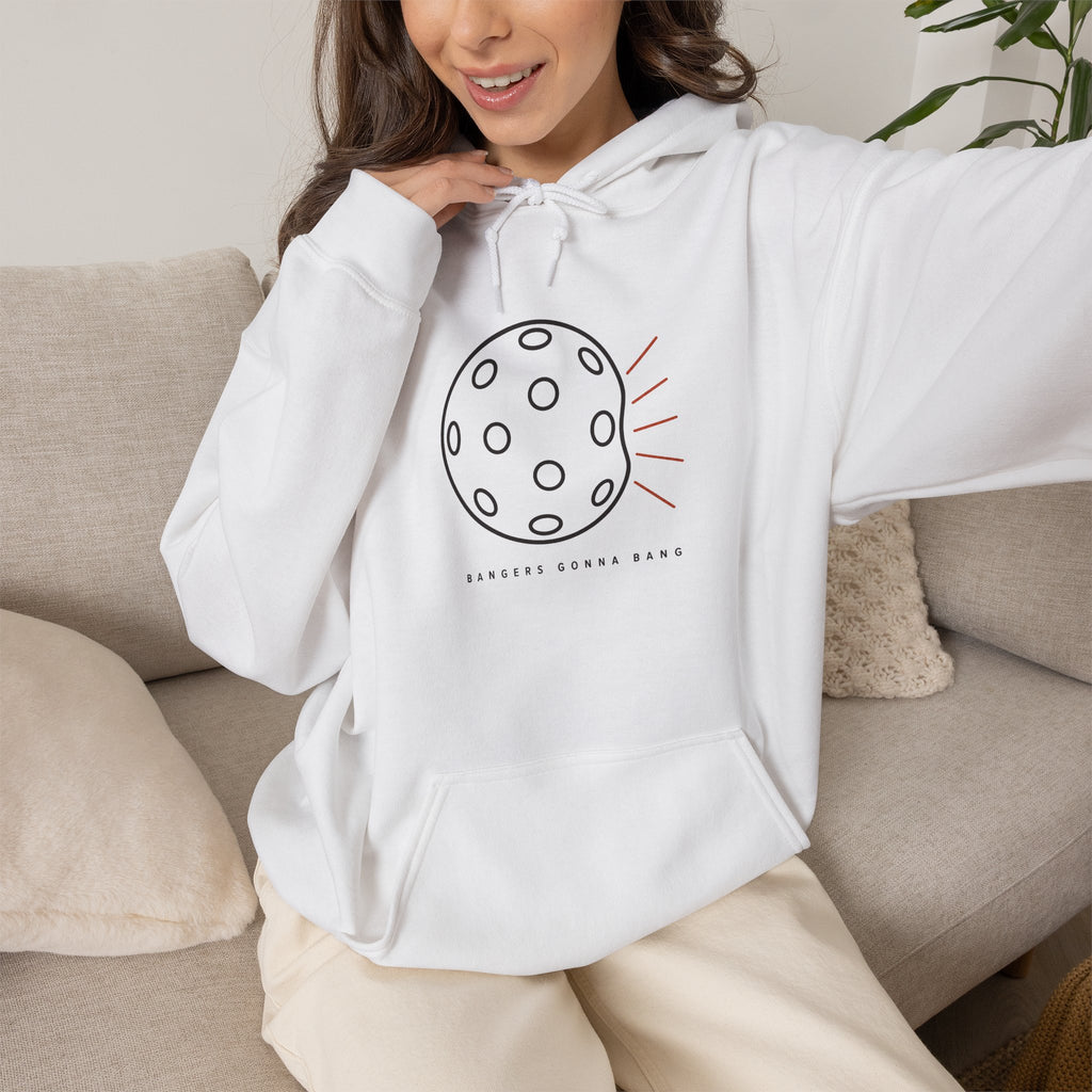 Danger's Gonna Bang Hoodie - White - On Model Female