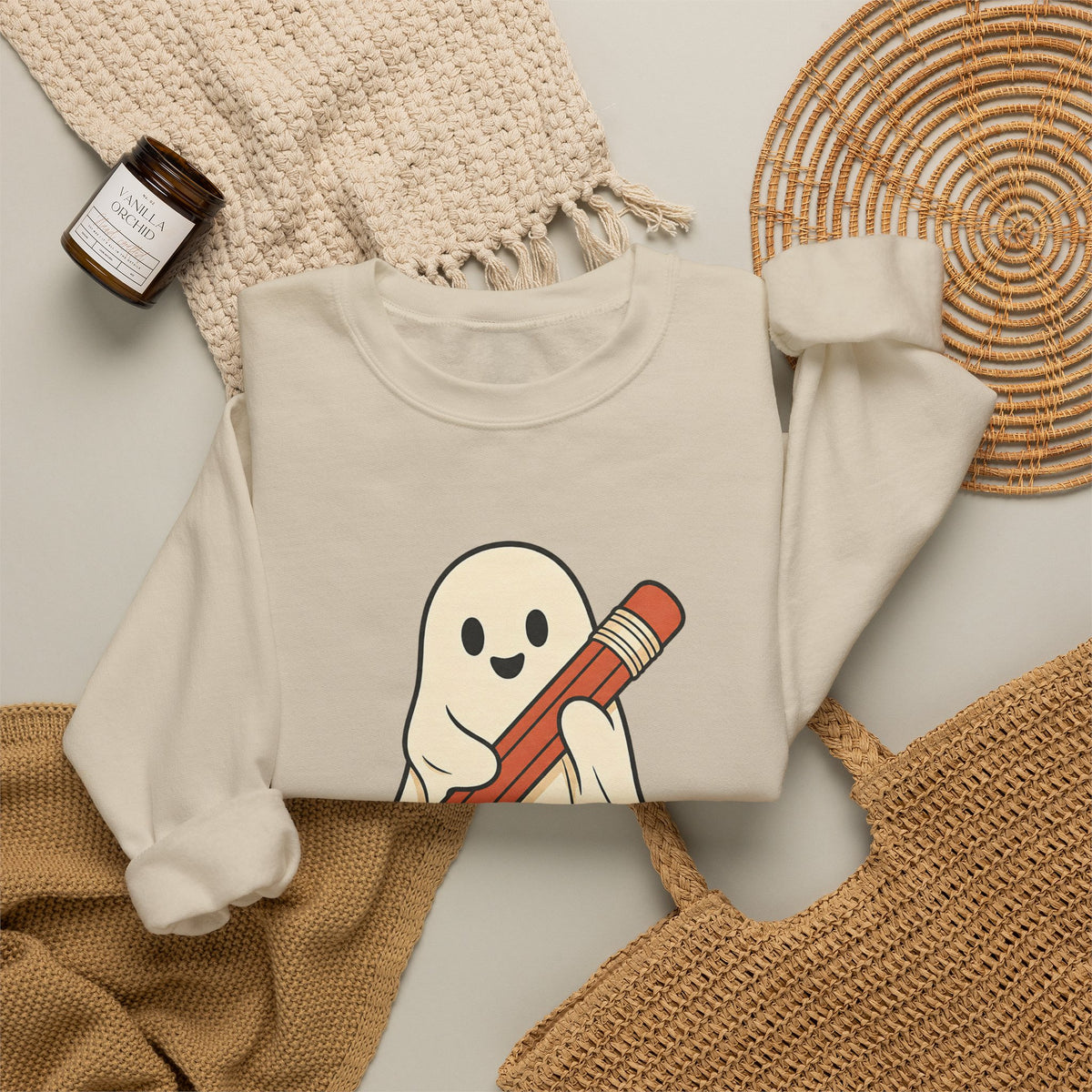 Teaching Little Monsters Sweatshirt - Sand - Flat Lay