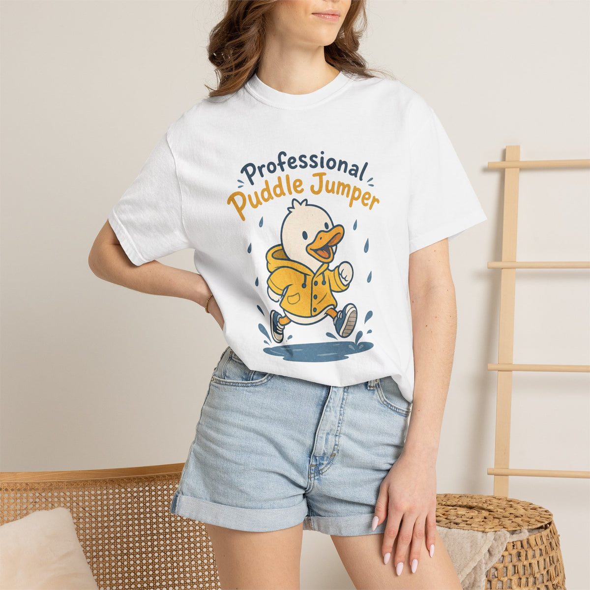 Professional Puddle Jumper Duck T-shirt - White - On Model Close-Up
