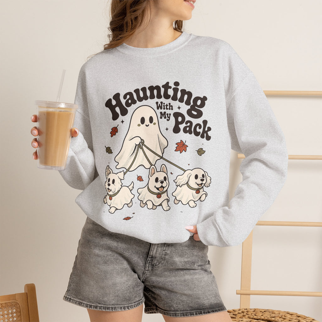 Haunting With My Pack Sweatshirt - Ash - on model female
