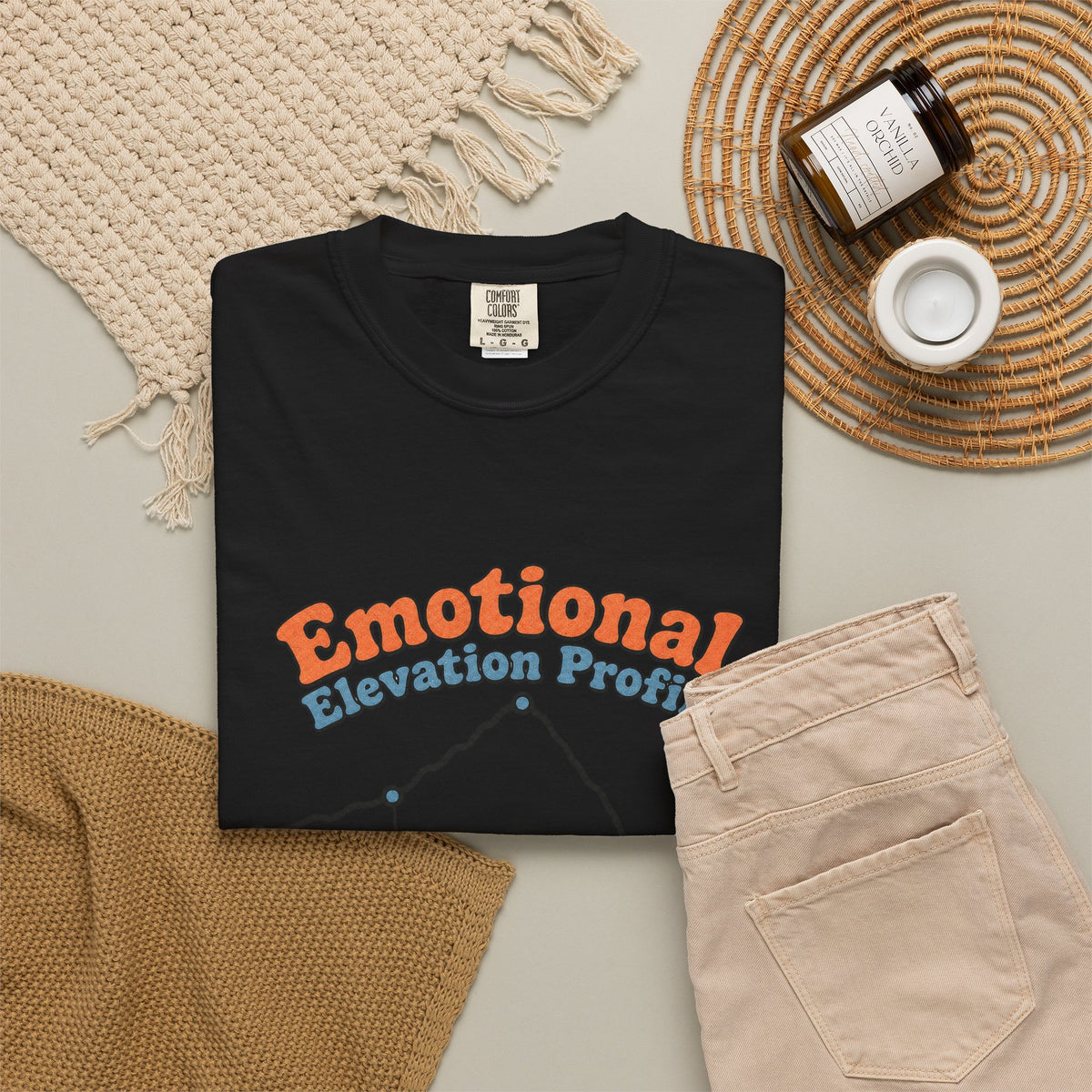 Emotional Elevation Profile T-shirt - Black - Flat Lay