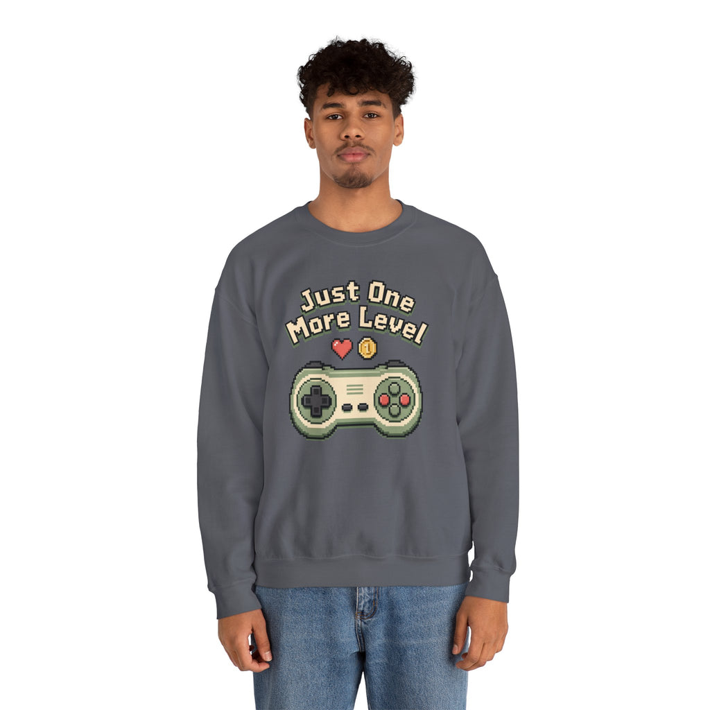 Just One More Level Sweatshirt - Charcoal - On Model Male