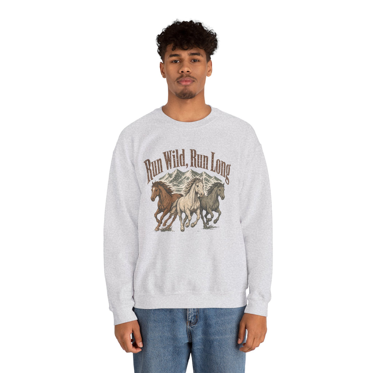 Run Wild Run Long Sweatshirt - Ash - On Model Male