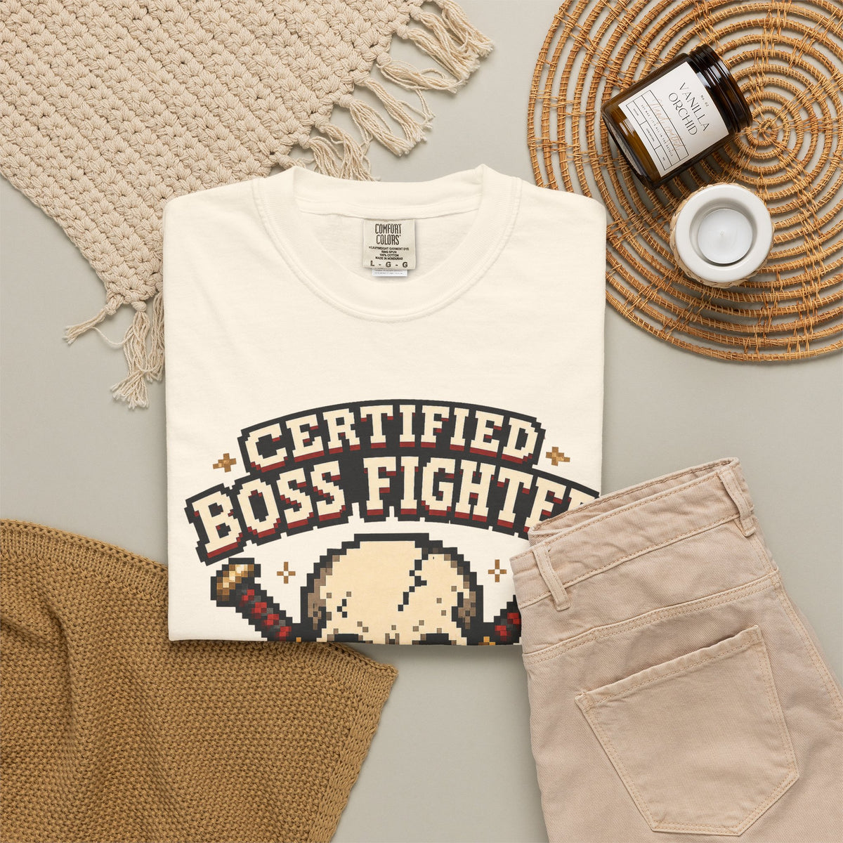 Certified Boss Fighter T-shirt - Ivory - Flat Lay