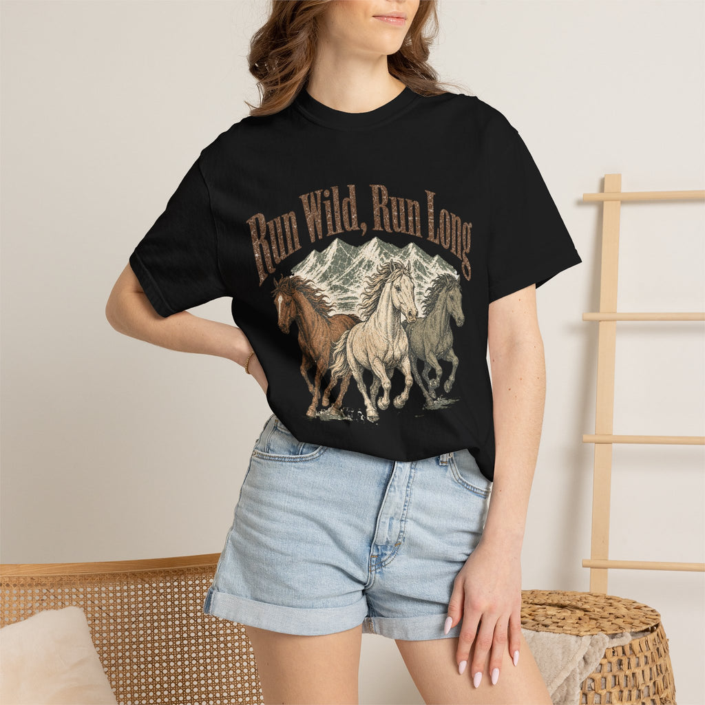 Run Wild Run Long T-shirt - Black - On Model Close-Up