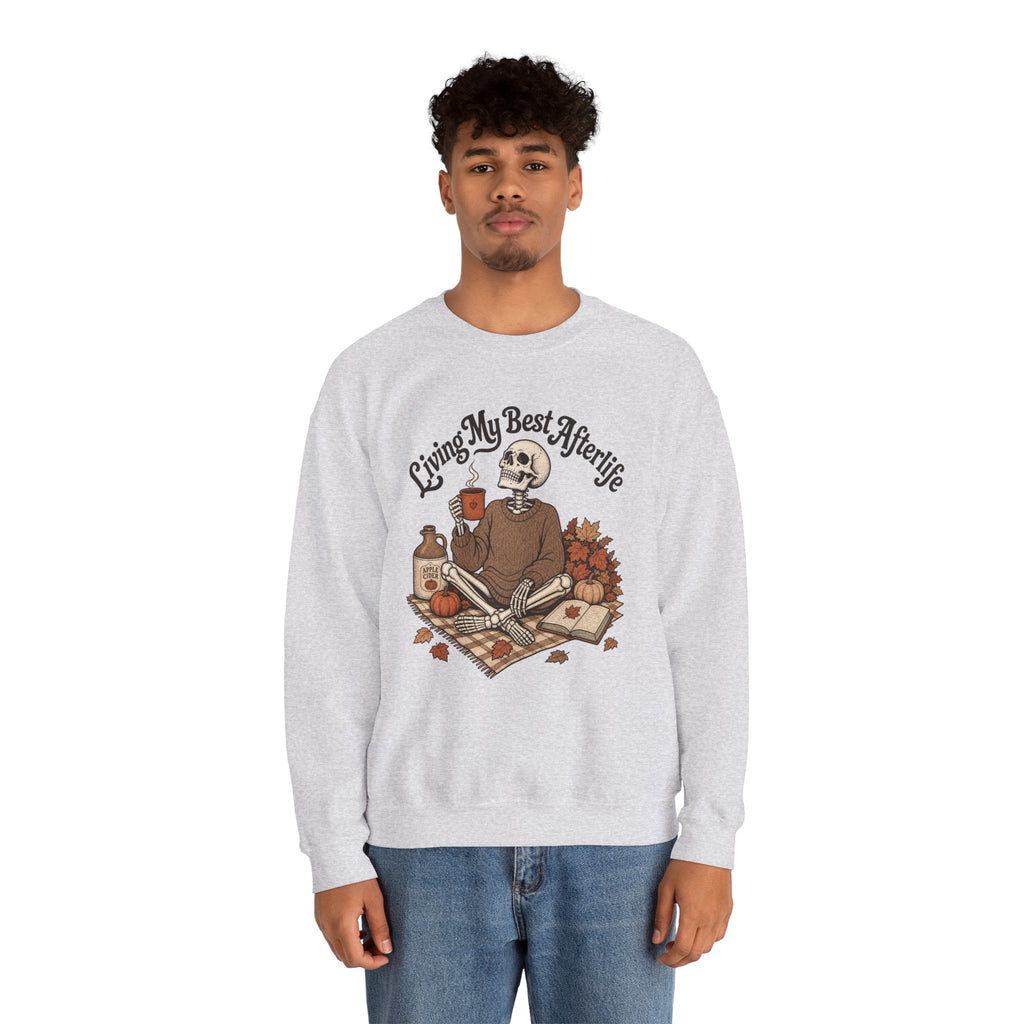 Living My Best Afterlife Sweatshirt - Ash - on model male
