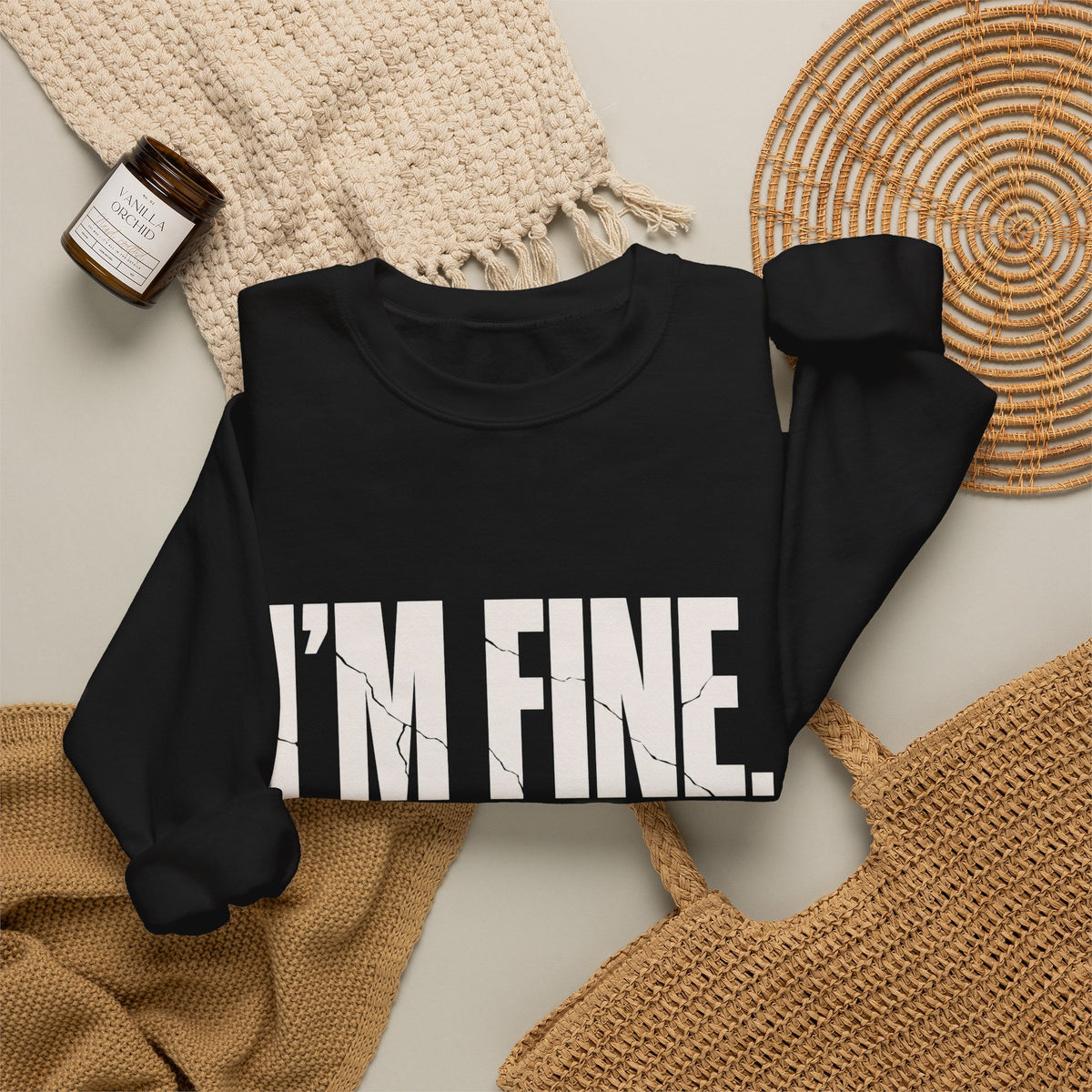 I'm Fine. Keep Playing. Sweatshirt - Black - Flat Lay