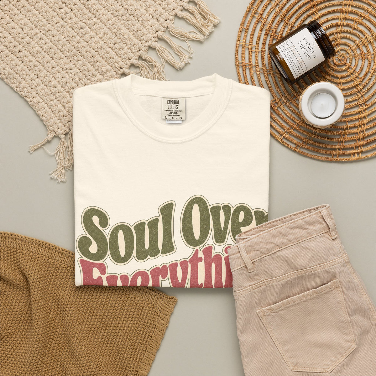Soul Over Everything T-shirt - Ivory - Flat Lay