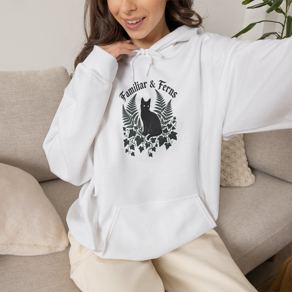 Familiar & Ferns Hoodie - White - On Model Female