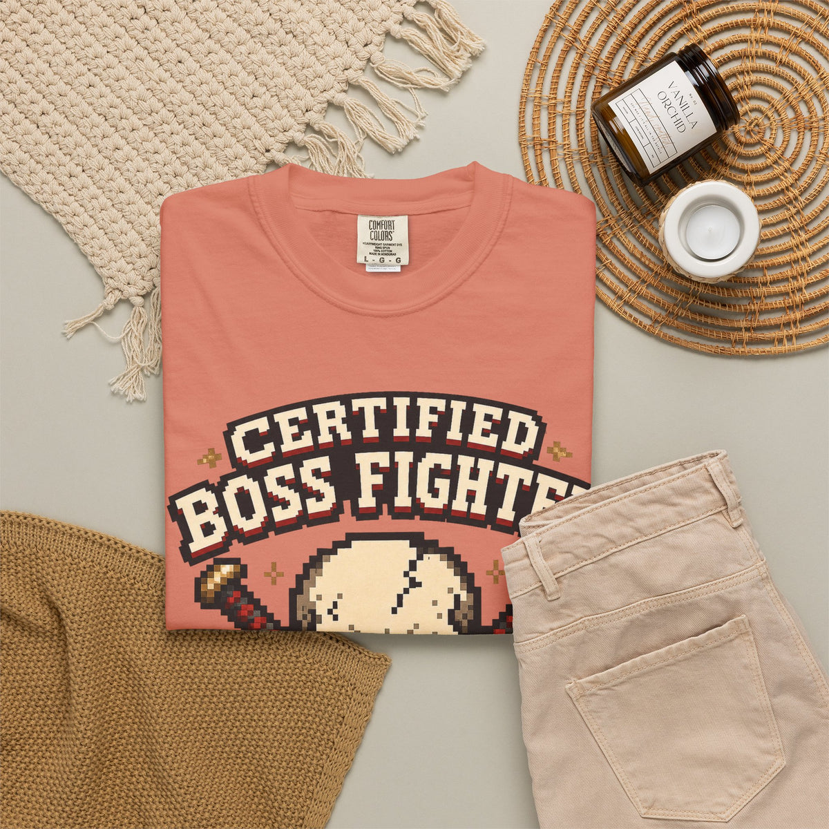 Certified Boss Fighter T-shirt - Terracotta - Flat Lay