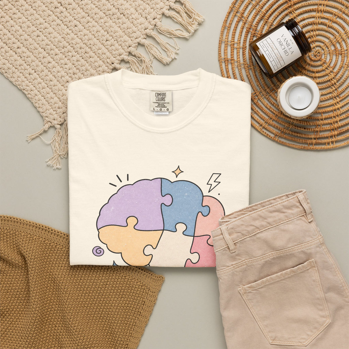 My Brain Has 47 Tabs Open T-Shirt - Ivory - Flat Lay