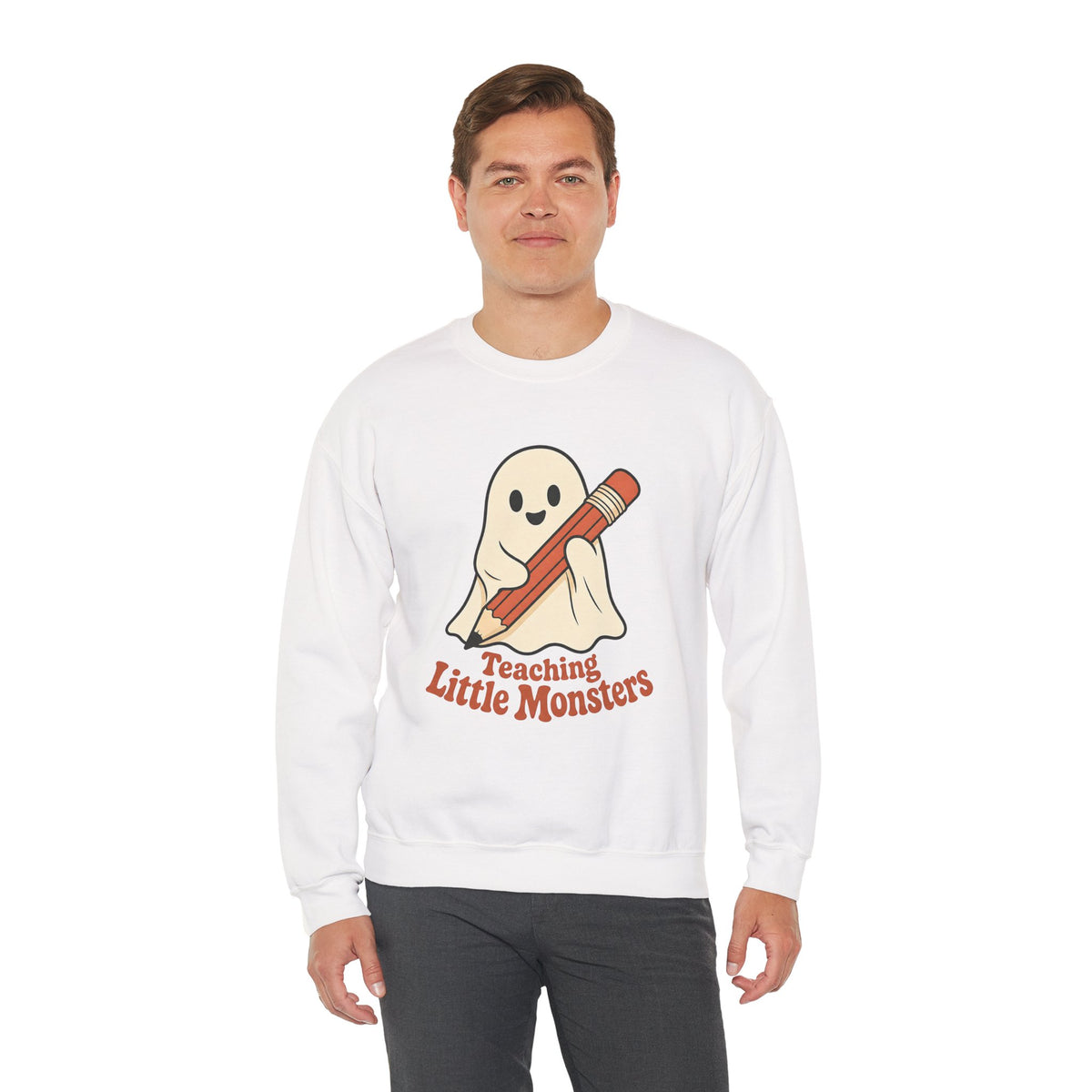 Teaching Little Monsters Sweatshirt - White - On Model Male
