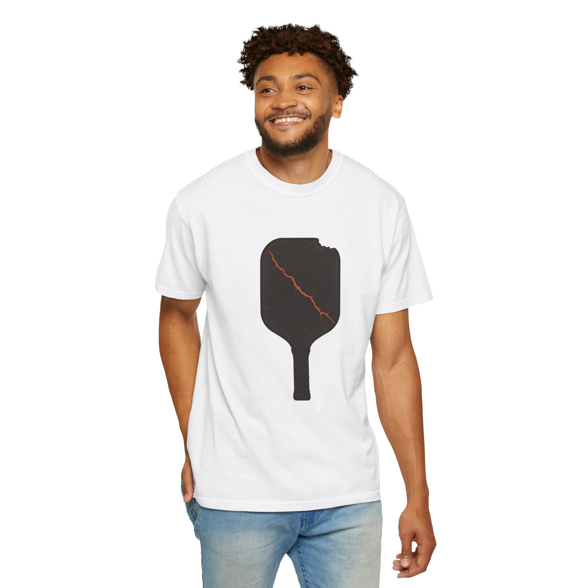 Pickleball Paddle Graphic T-Shirt - White - On Model Front