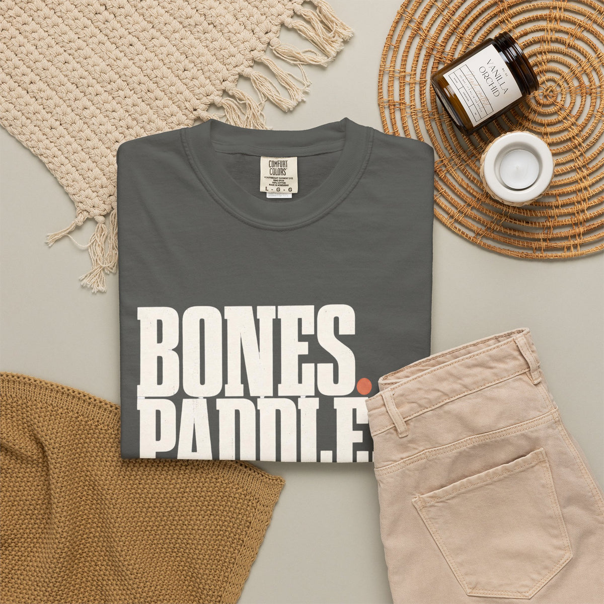 Bones Paddles Backhands T-Shirt - Pepper - Flat Lay