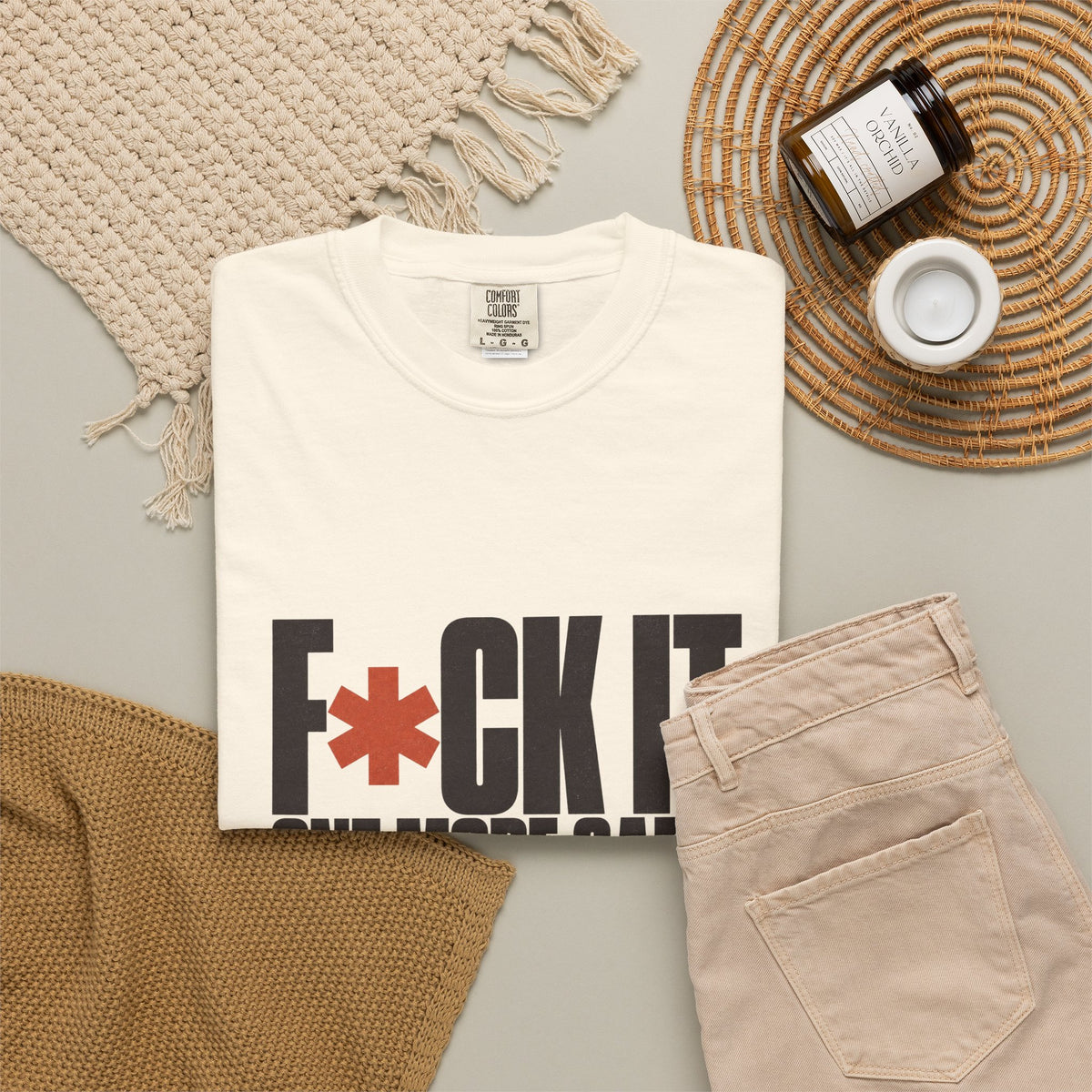 F*ck It. One More Game. T-Shirt - Ivory - Flat Lay