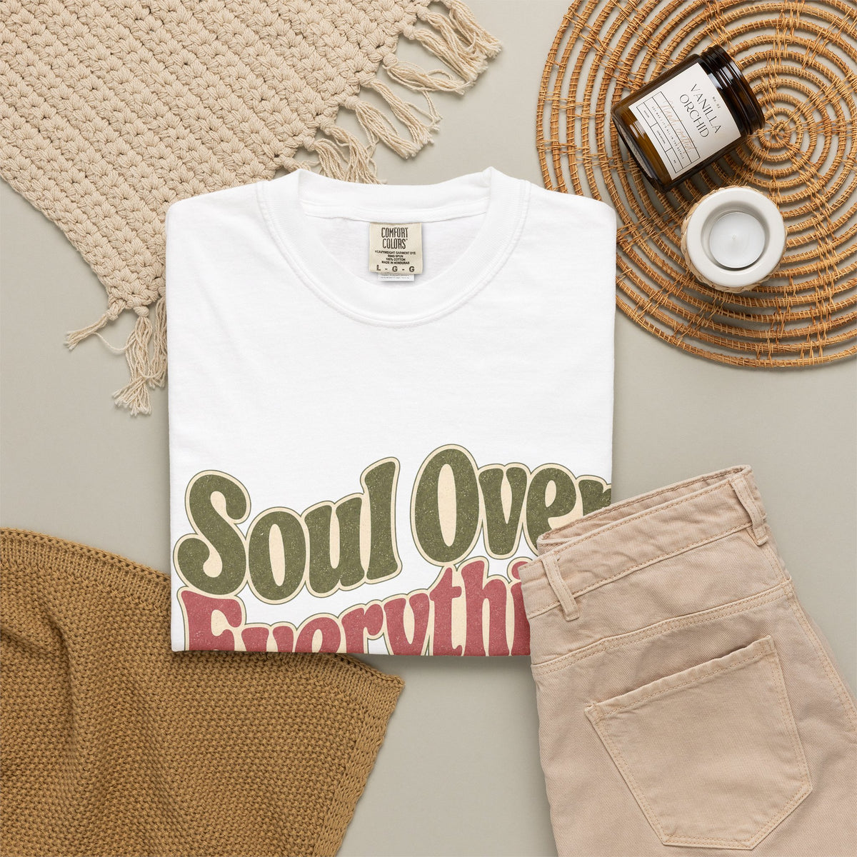 Soul Over Everything T-shirt - White - Flat Lay