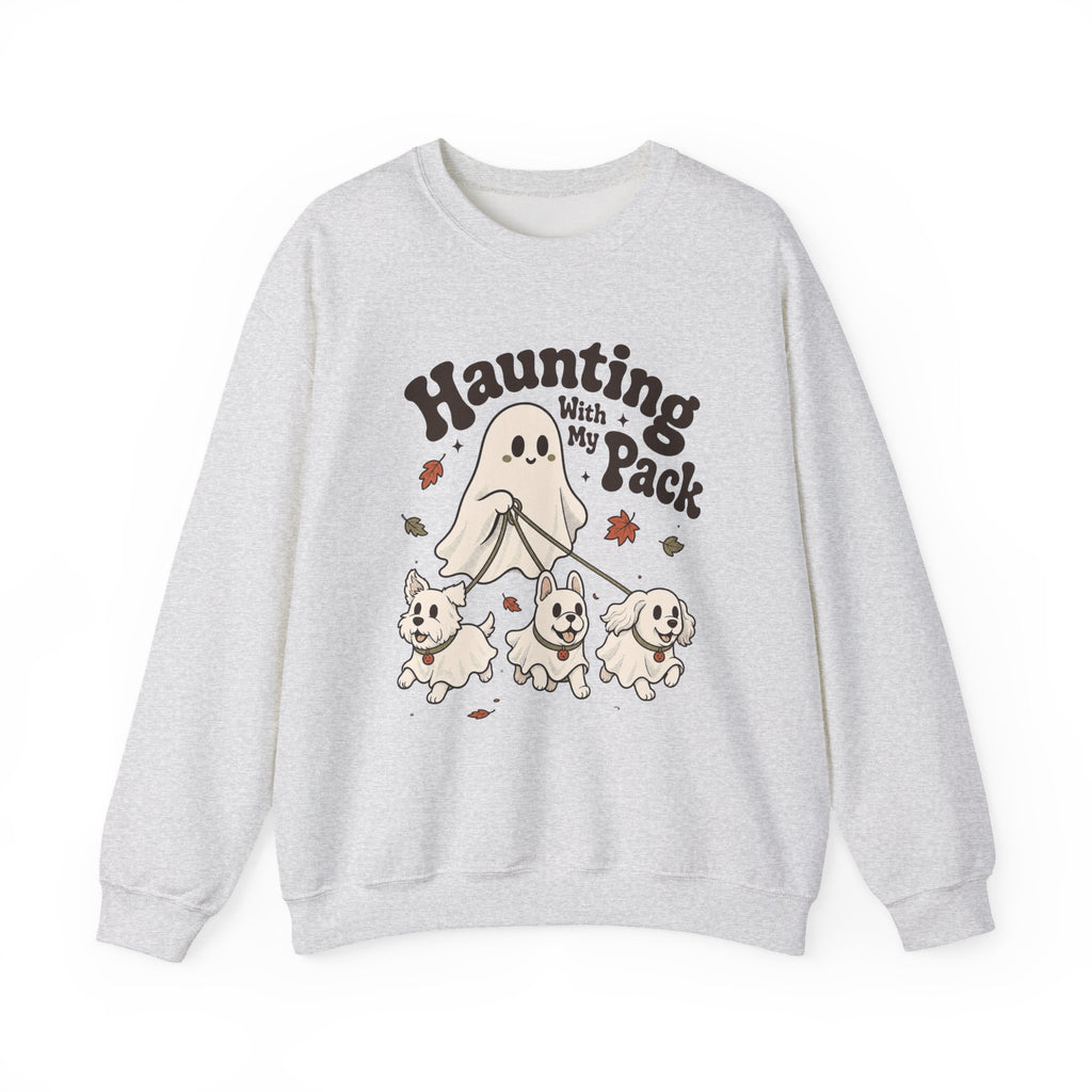 Haunting With My Pack Sweatshirt - Ash - flat lay1