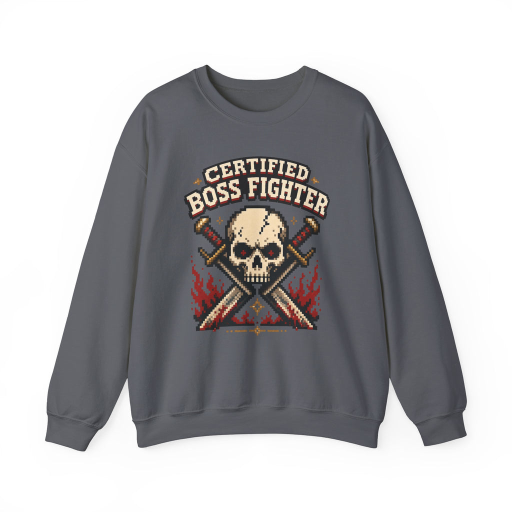 Certified Boss Fighter Sweatshirt - Charcoal - Flat Lay