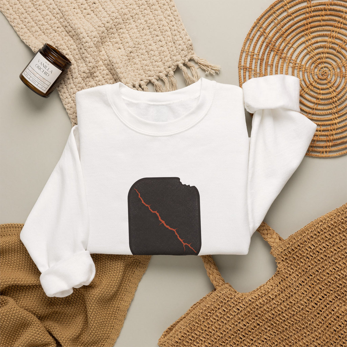 Pickleball Paddle Graphic Sweatshirt - White - Flat Lay