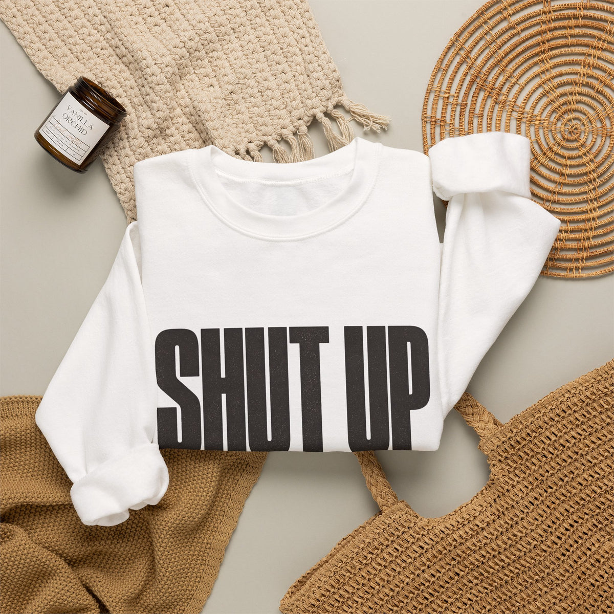 Shut Up and Dink Sweatshirt - White - Flat Lay