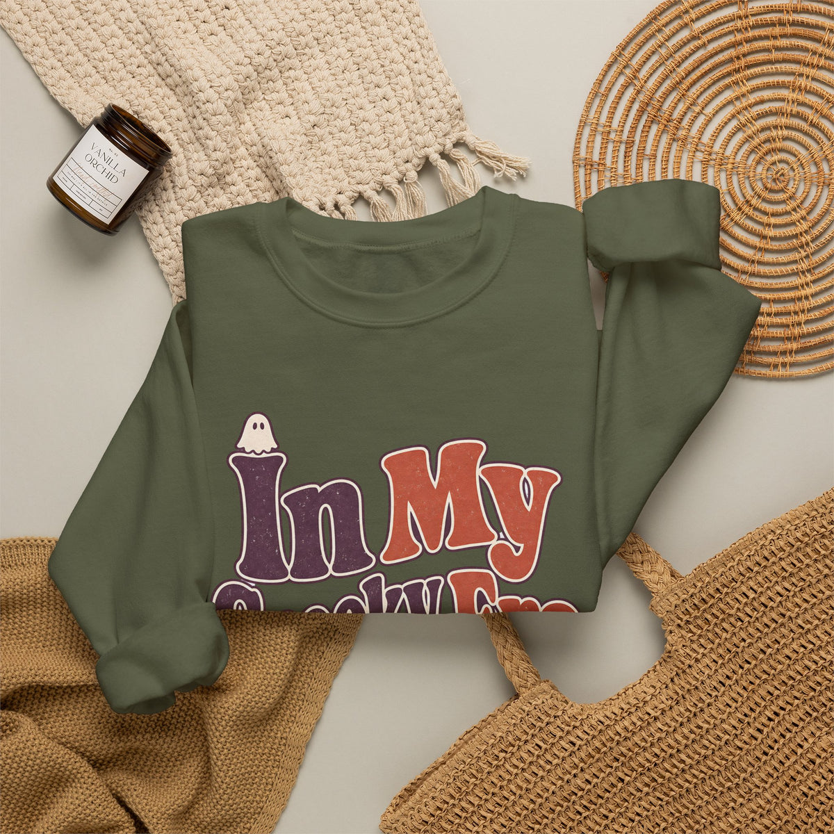 In My Spooky Era Sweatshirt - Military Green - Flat Lay