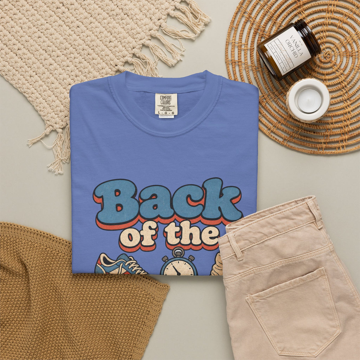 Back of the Pack Society T-shirt - Mystic Blue - Flat Lay