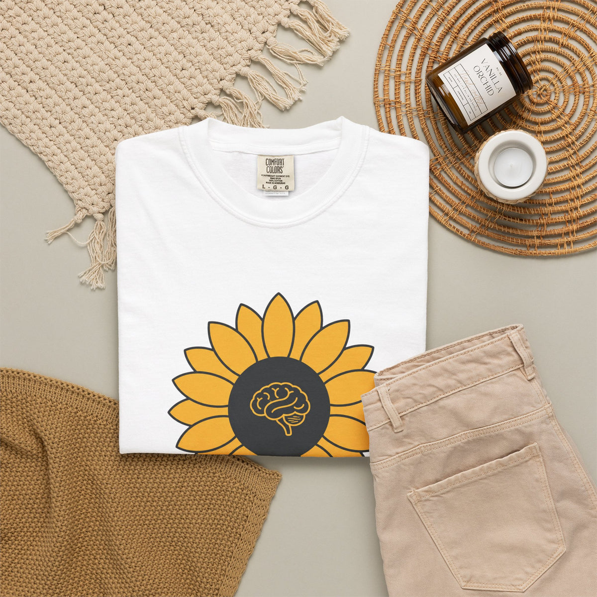 Sunflower Mind T-shirt - White - Flat Lay